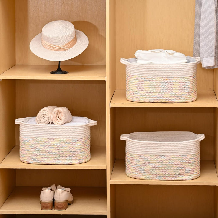 Baumwollseil gewebter Aufbewahrungskorb, verwendet für Baby Hamper Spielzeug Organizer, Geschenkkörb