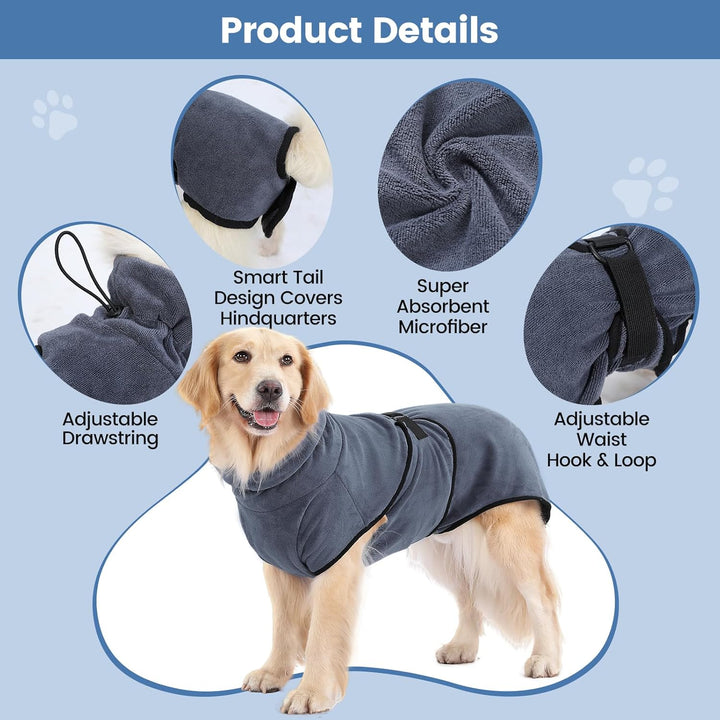 PETTOM Hunde-Bademantel Mikrofaser Hundehandtuch Schnell Trocknend mikrofaser Handtuch Super Saugfäh