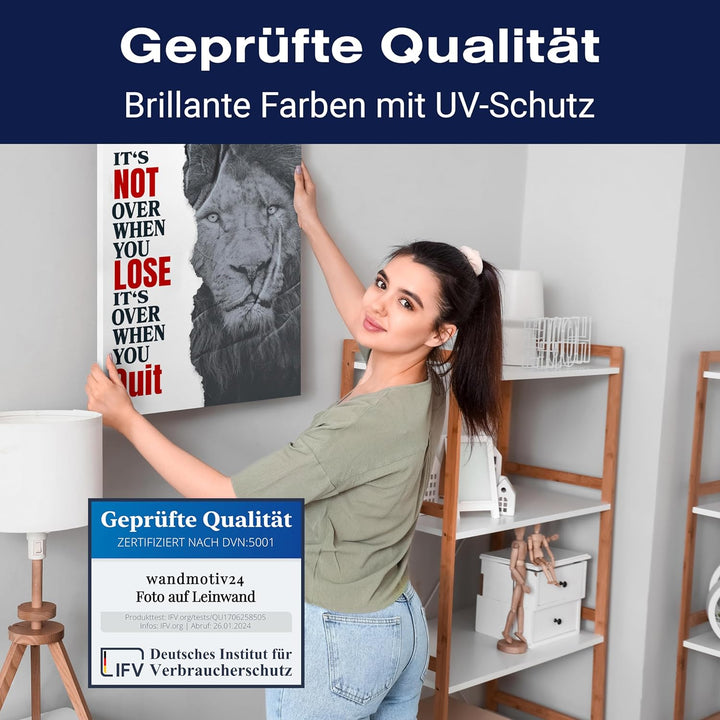 wandmotiv24 Leinwandbild Motivation, 80x60cm, Hochformat, It's not Over, Deko, Bilder auf Leinwand,
