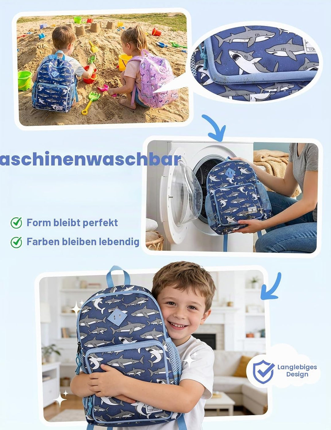 VX VONXURY Kinderrucksack 12L | 3-8 Jahre Jungen Mädchen | Vorschule Kindergarten Bookbag mit Brustg