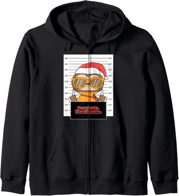 Dear Santa I Can Explain Faultier Verbrecher Weihnachten Kapuzenjacke