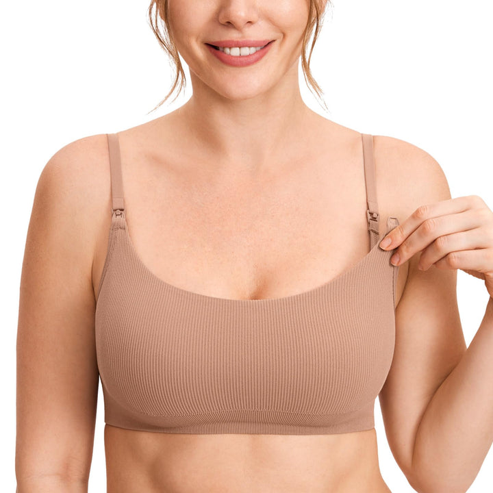 MOMANDA Damen Still BH ohne Bügel Soft Gepolstert Gerippt Schwangerschafts BHS Schlaf Bequemer S Kie