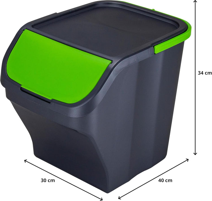 M Home by Mazzei Mülleimer zur Mülltrennung, 25 l, recycelter Kunststoff, stapelbar, Griff, abnehmba
