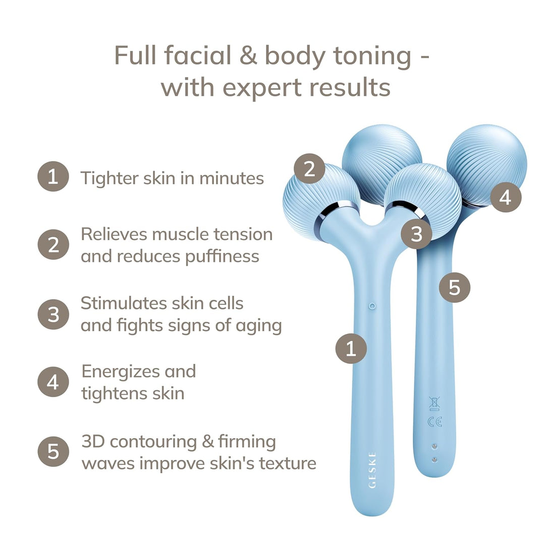 GESKE | SmartAppGuided™ Sonic Facial &amp; Body Roller | 4 in 1 | Dermaroller | Gerät für Gesicht und Kö