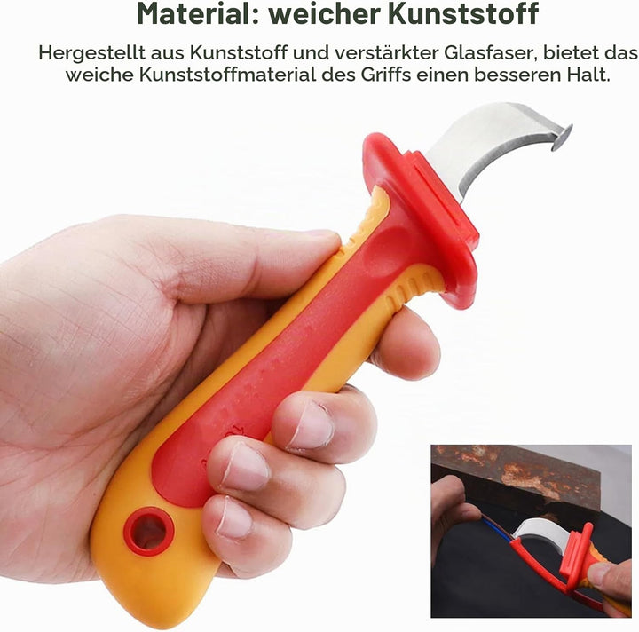 Elektriker Kabelmesser, 1000 V Isolierung Elektrikermesser, Griffe Abisolierzange mit Antimagnetisch