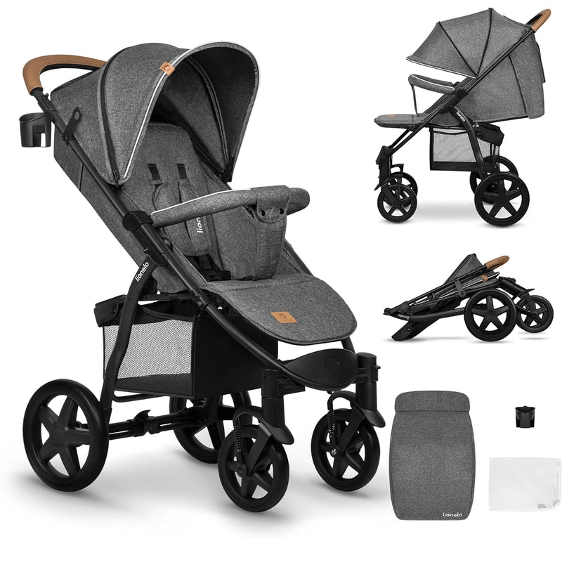 LIONELO Annet Plus Buggy bis 22 kg mit Liegefunktion, Kinderwagen klein zusammenklappbar mit Zubehör