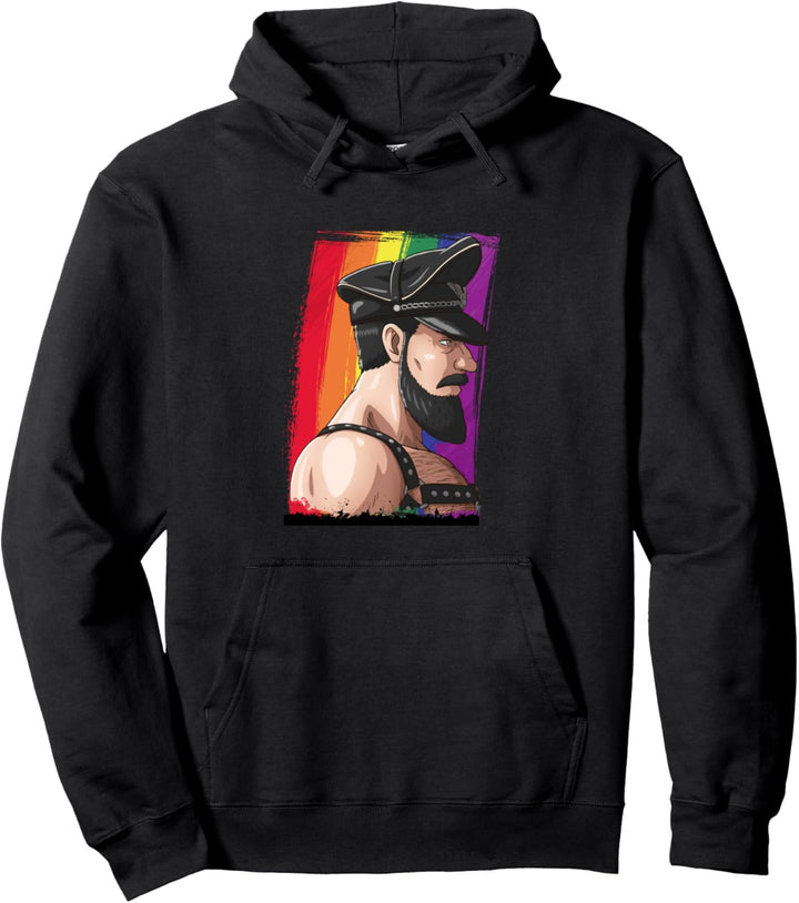 Sexy maskuliner Bart Gay Daddy Bär Leder Gay Pride Pullover Hoodie