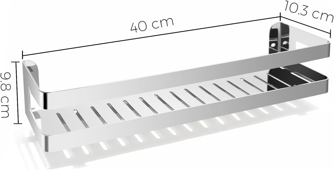 QL Duschregal,Badregale aus Edelstahl SUS304,Duschablage für Bad und Küche,Duschkorb 40 cm,Chrom Sil
