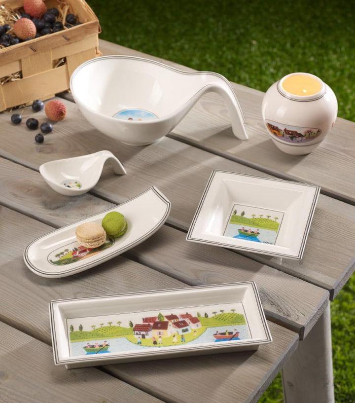 Villeroy und Boch Design Naif Gifts Rechteckige Schale, Premium Porzellan, Weiss/Bunt, Naif