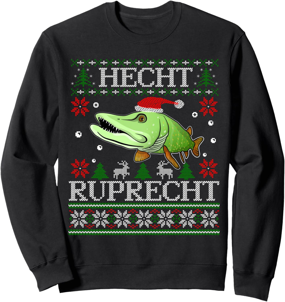 Lustige Angler Geschenke Weihnachten Angeln Hecht Ruprecht Sweatshirt