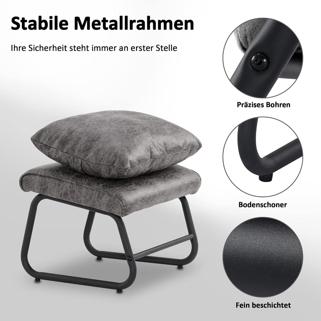 M MCombo Sitzhocker Fussstütze mit Metallbeinen +Kissen, Vintage Hocker Ottoman Schminktisch für Woh
