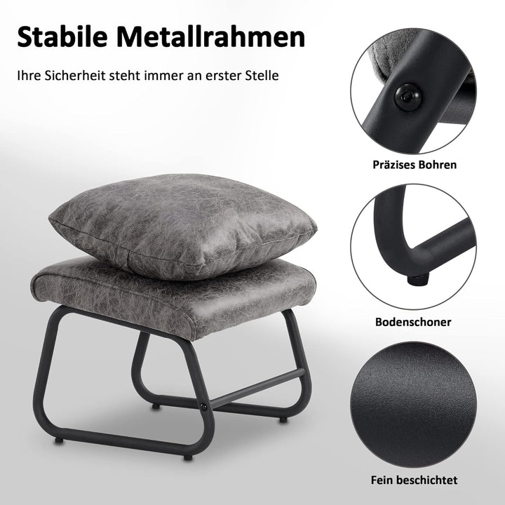 M MCombo Sitzhocker Fussstütze mit Metallbeinen +Kissen, Vintage Hocker Ottoman Schminktisch für Woh