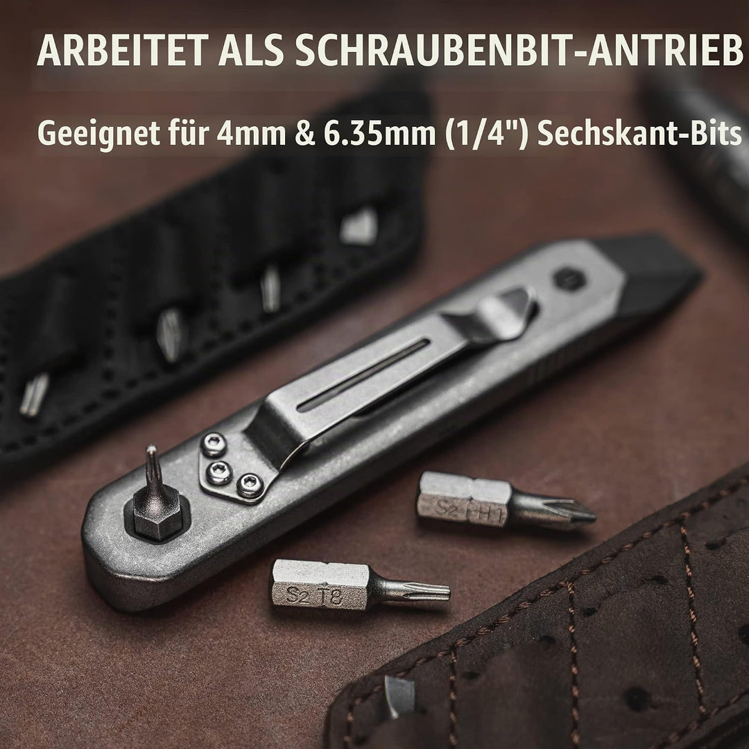 KeyUnity KR00 Titanium EDC Brecheisen-Multiwerkzeug mit Schraubendreher und Taschenclip