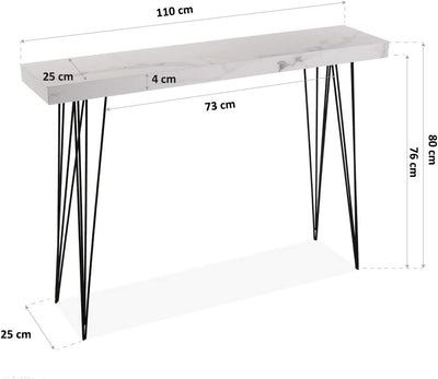 Versa Carole Schmales Möbelstück für den Eingangsbereich oder Flur, Moderner Konsolentisch, Massnahm