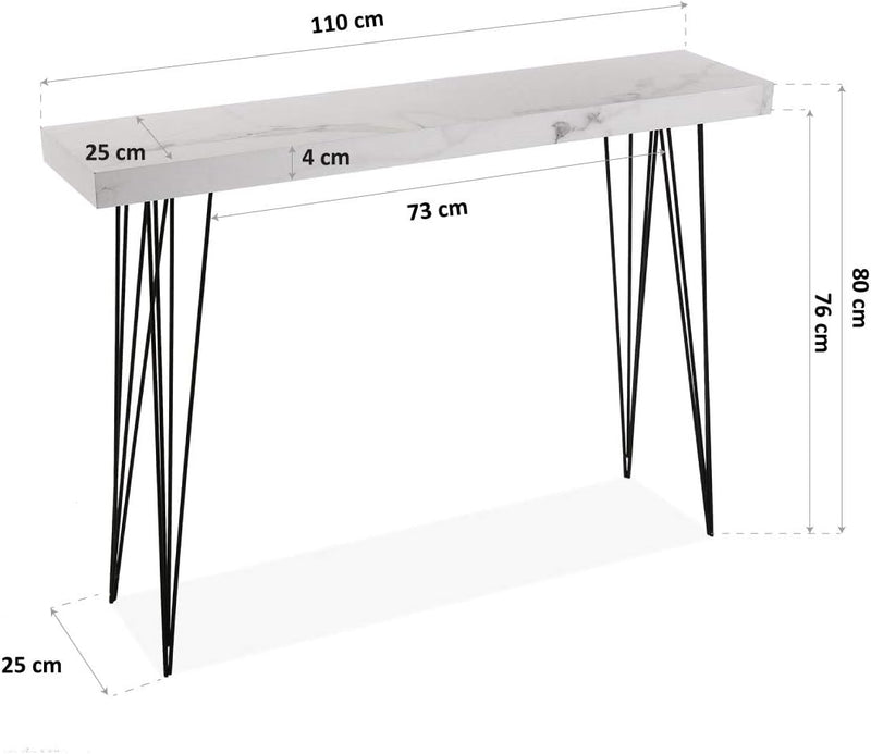 Versa Carole Schmales Möbelstück für den Eingangsbereich oder Flur, Moderner Konsolentisch, Massnahm