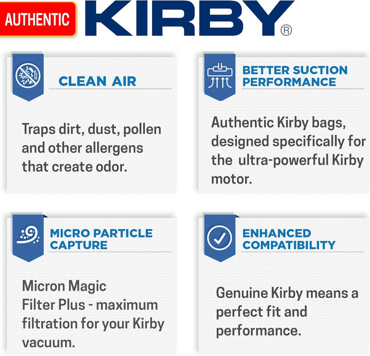 Original Kirby F-Style Micron Magic Filtertüten für Sentria G10 Staubsauger, 6 Stück Fits Generation