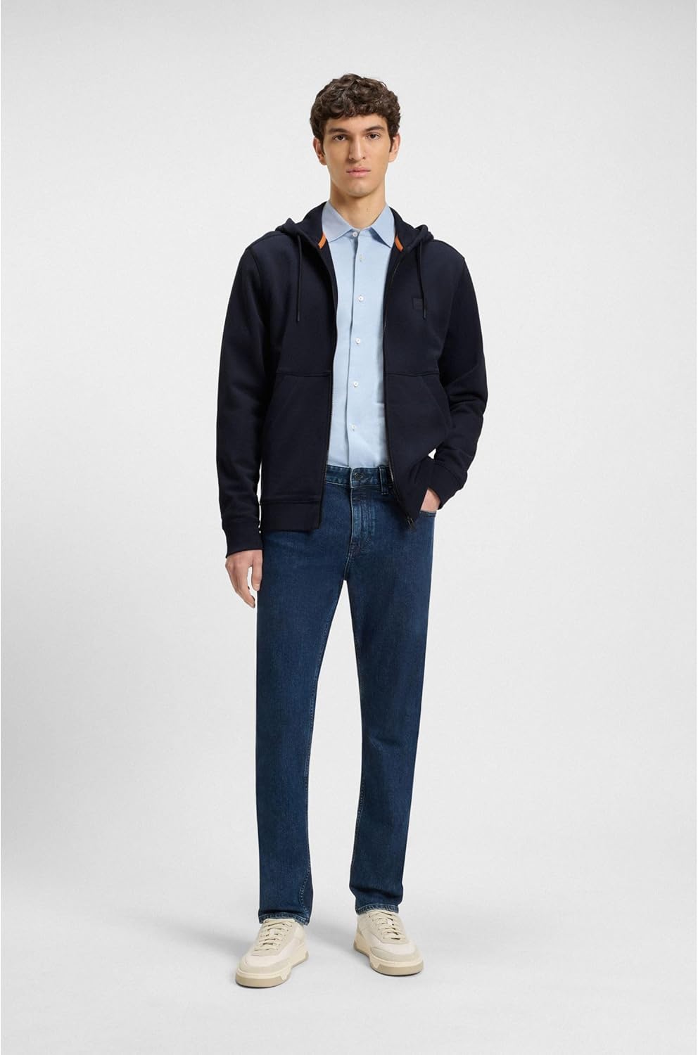 BOSS Herren Zetalky Kapuzenjacke aus Baumwoll-Terry mit Logo-Aufnäher S Dark Blue404, S Dark Blue404