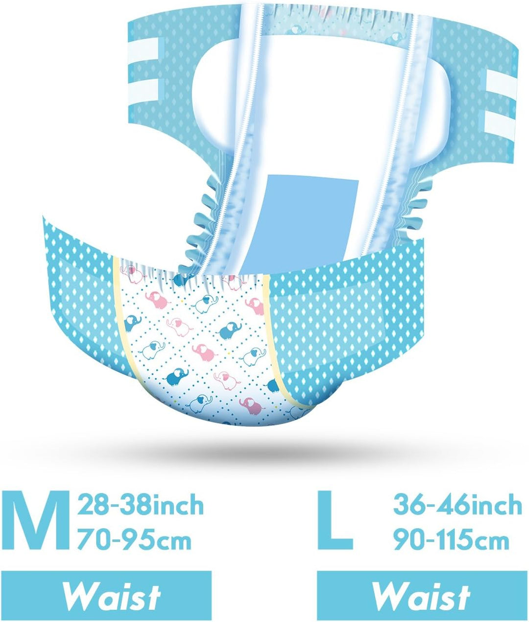 LittleForBig Gedruckten Erwachsenen Slip Windeln 2 Stück-Kleine Elefanten L, L