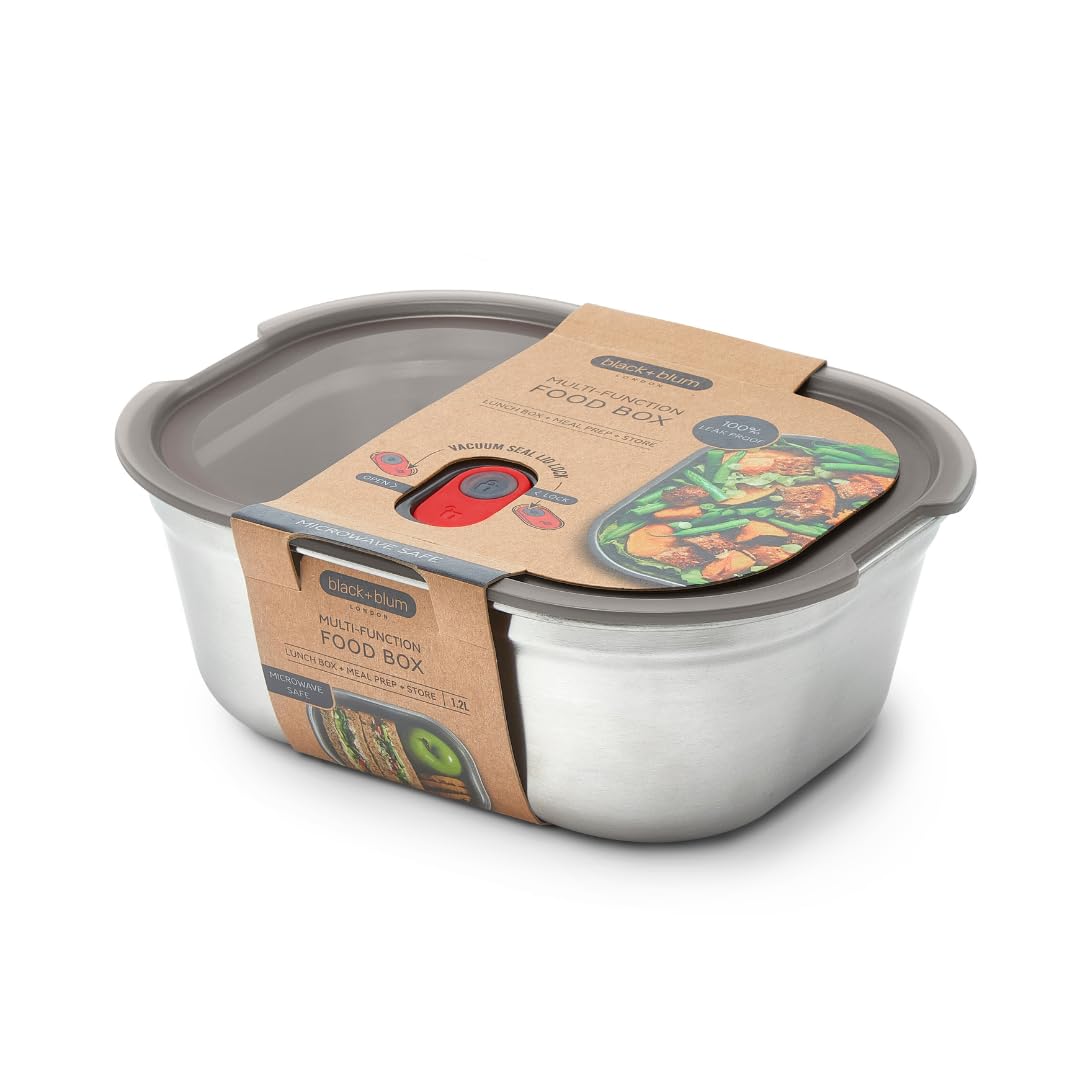 BLACK + BLUM Multifunktions Lunchbox Edelstahl 1,2L, 100% auslaufsichere Meal Prep Boxen mit Vakuumv