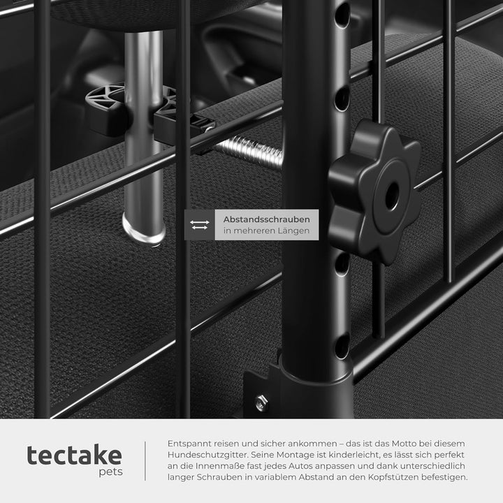 tectake® Hundegitter Auto, universal Hundeschutzgitter mit Variabler Breite, mobiler Kofferraumschut