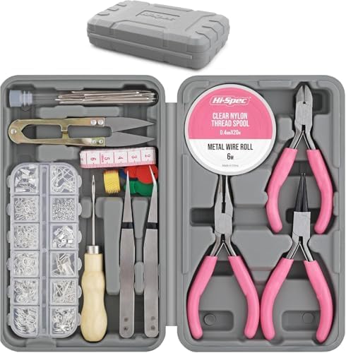 Hi-Spec 17tlg. Schmuckherstellungsset mit Werkzeugen und 600tlg. Zubehörset. Zangen und Draht für ha