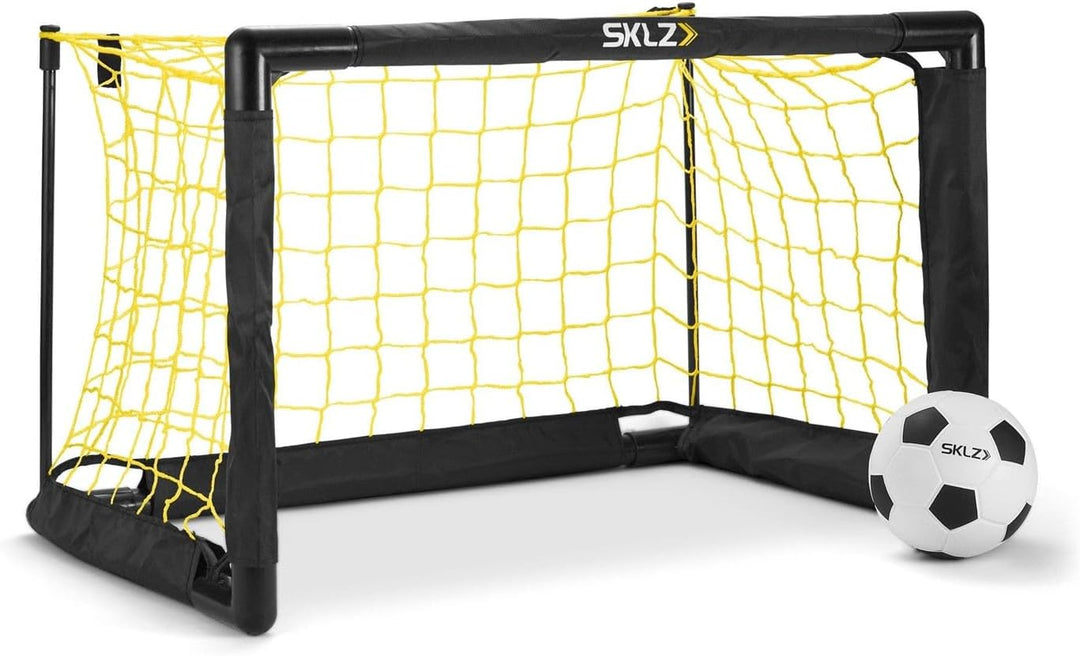 SKLZ Pro Mini-Tor, inklusive 12,7 cm weichem Ball, einfach zu montierender Rahmen, Weiss/Gelb