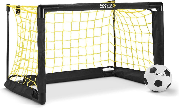 SKLZ Pro Mini-Tor, inklusive 12,7 cm weichem Ball, einfach zu montierender Rahmen, Weiss/Gelb