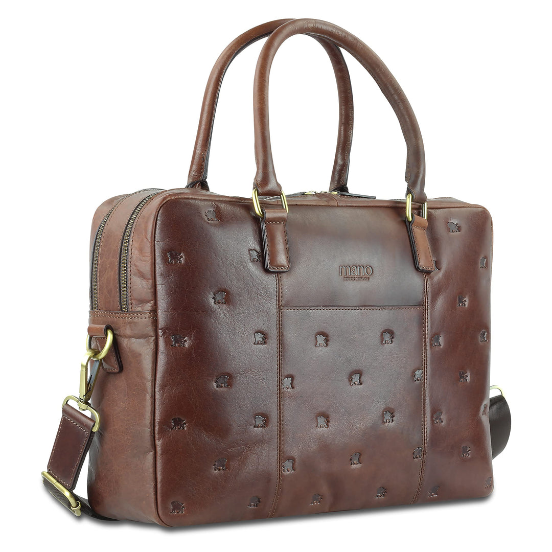 mano Don Leon Leder Businesstasche Gross für Herren mit 13" Laptopfach, Arbeitstasche Aktentasche Gr