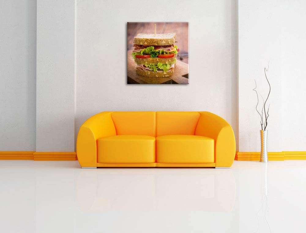 Doppeldecker Sandwich, Format: 70x70 auf Leinwand, XXL riesige Bilder fertig gerahmt mit Keilrahmen,