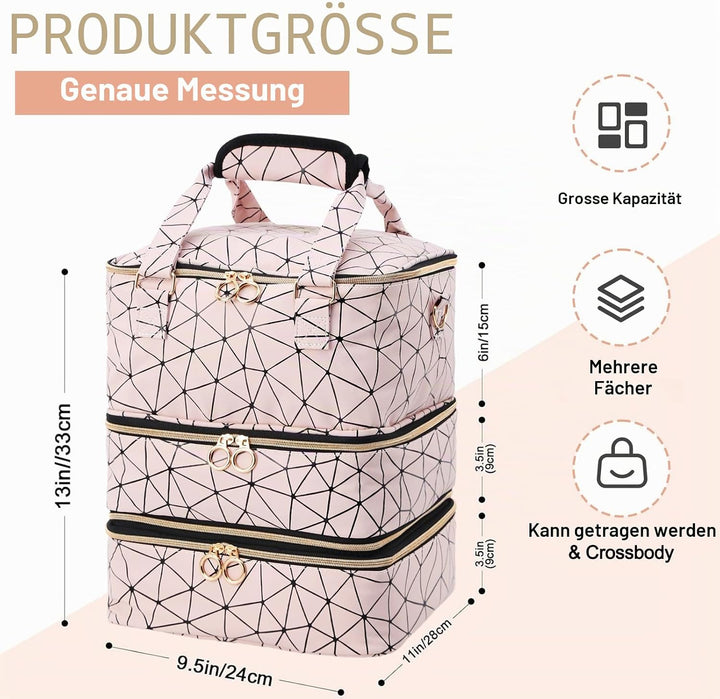 Nagellack- Organisator Tasche grosse Kapazität drei Schichten Nagel liefert Veranstalter Fall hält 8