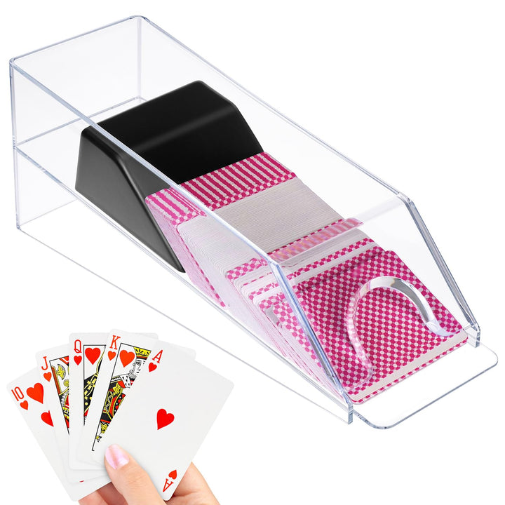 QWORK® Kartenschlitten, Kartenspender für 6 Decks, Poker oder Blackjack Zubehör, Transparent, Karten