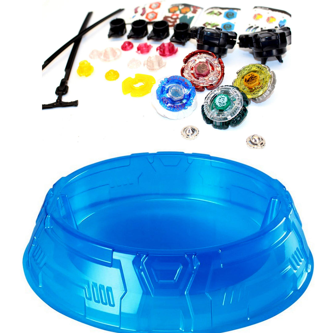 Elrozo 4er Top Set + Arena Kreisel für Metal Fusion 4D Burst Arena Auswahl (Arena 45cm + Set 15 Cybe