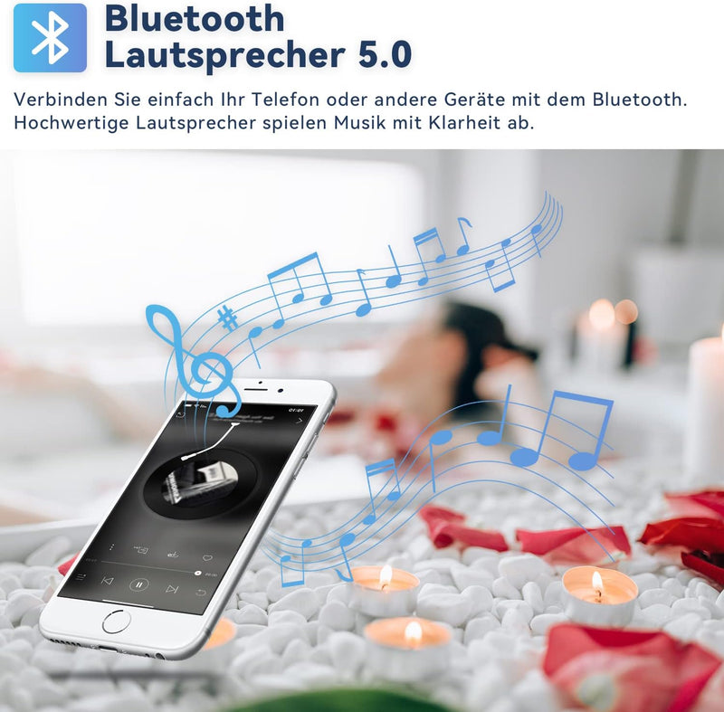 ELEGANT LED Bad Speigel mit Bluetooth Lautsprecher 60 x 50 cm Kaltweiss/Neutralweiss/Warmweiss Touch