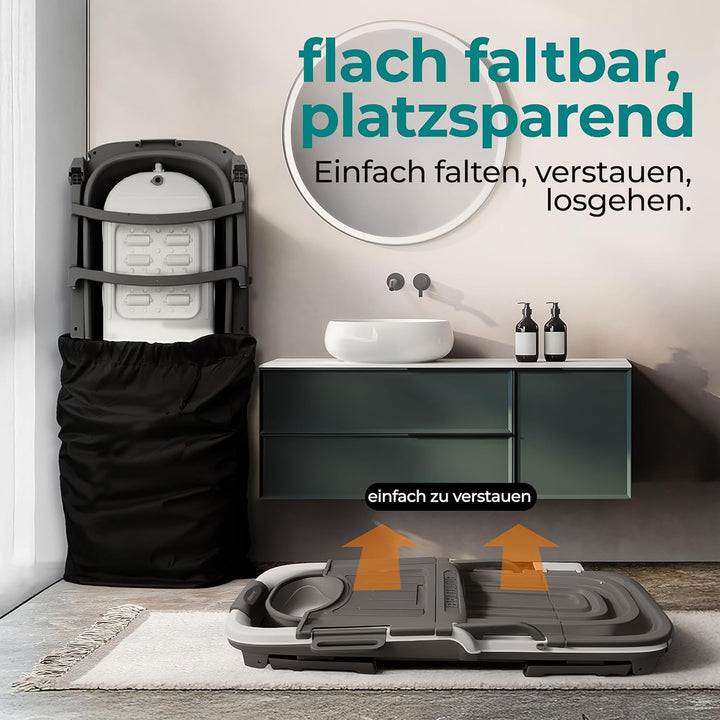 SereneLife Faltbare Badewanne Erwachsene 150 cm – Mobile Klappbare Badewanne für Dusche mit Deckel u
