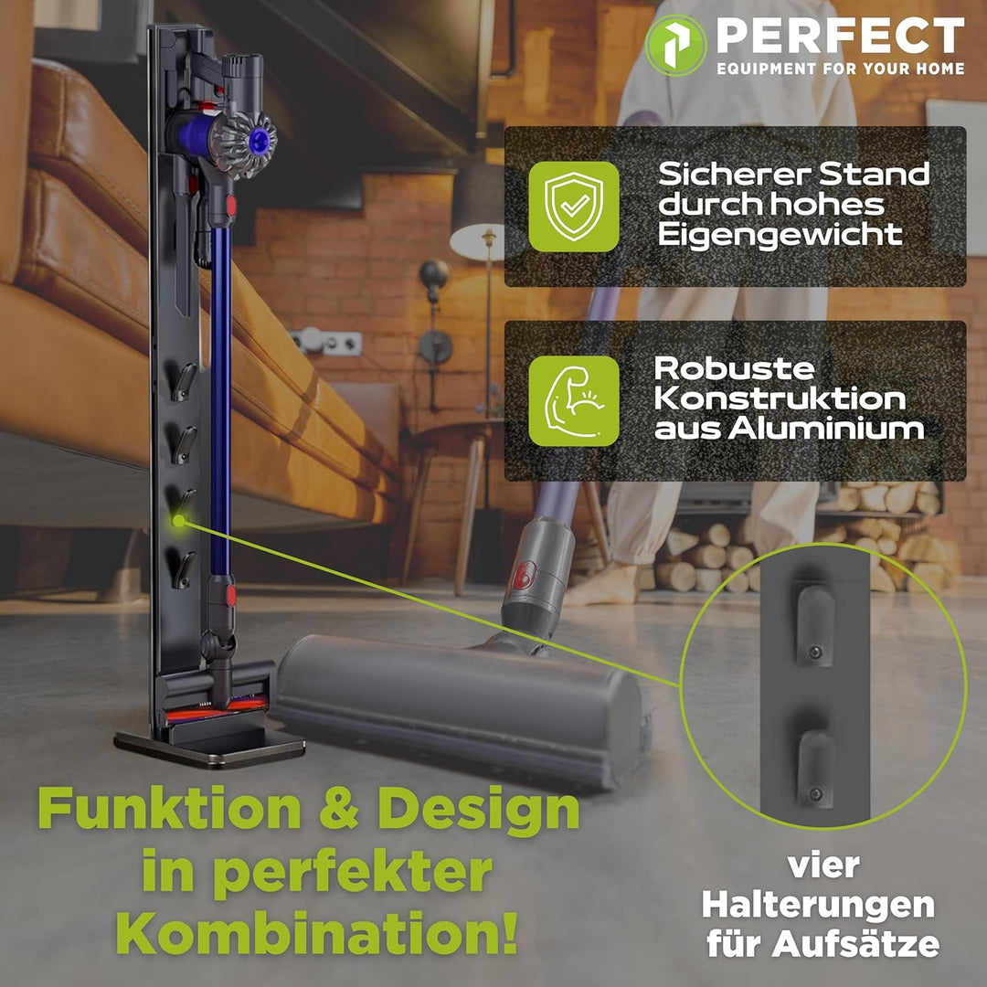 PERFECT EQUIPMENT FOR YOUR HOME PHD-D200B, Staubsaugerständer, Aluminium, Schwarz, Schwarz
