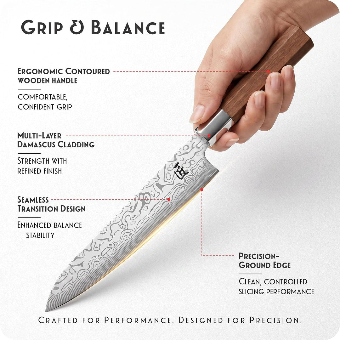 INTIGNIS VG10 Damast Gyuto Kochmesser 20 cm, Japanisches Messer Geschenkbox
