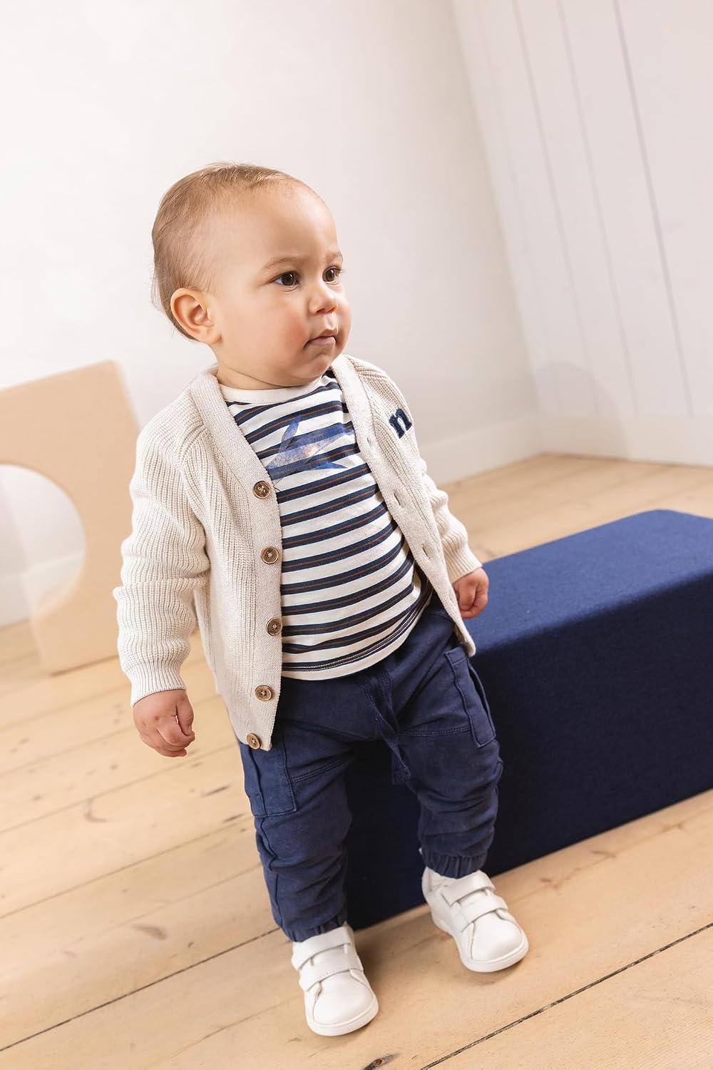 Noppies Baby-Jungen Boys Cardigan Garde Long Sleeve Strickjacke 50 Oatmeal Melange - P611, 50 Oatmea