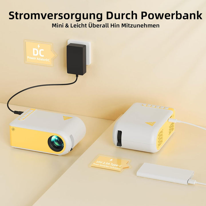 Mini Beamer Bluetooth und WiFi, Beamer Klein für Handy, 1080P Unterstützung Projektor iPhone/Android