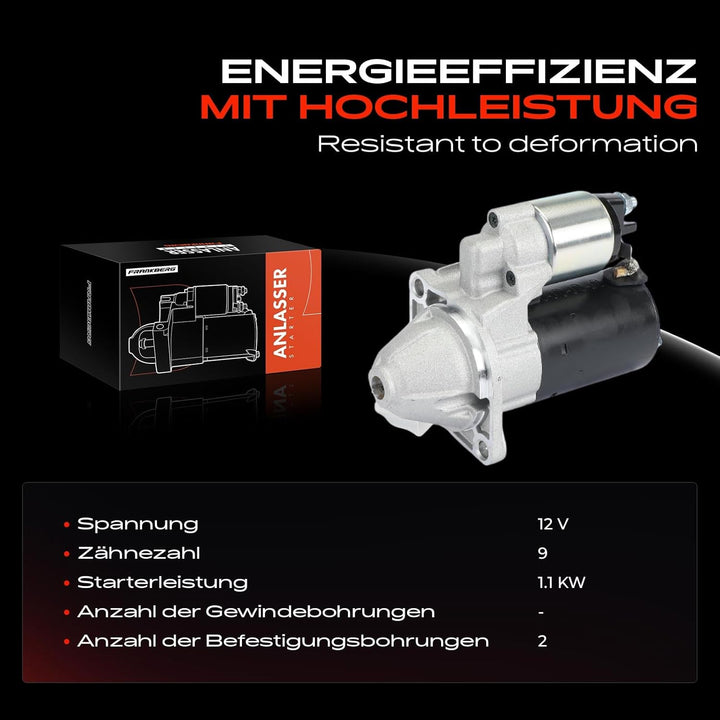 Frankberg Anlasser Starter 1,1 KW Kompatibel mit Grecav Eke Sport 0.5 D 2000-Heute Grecav Eke Berlin