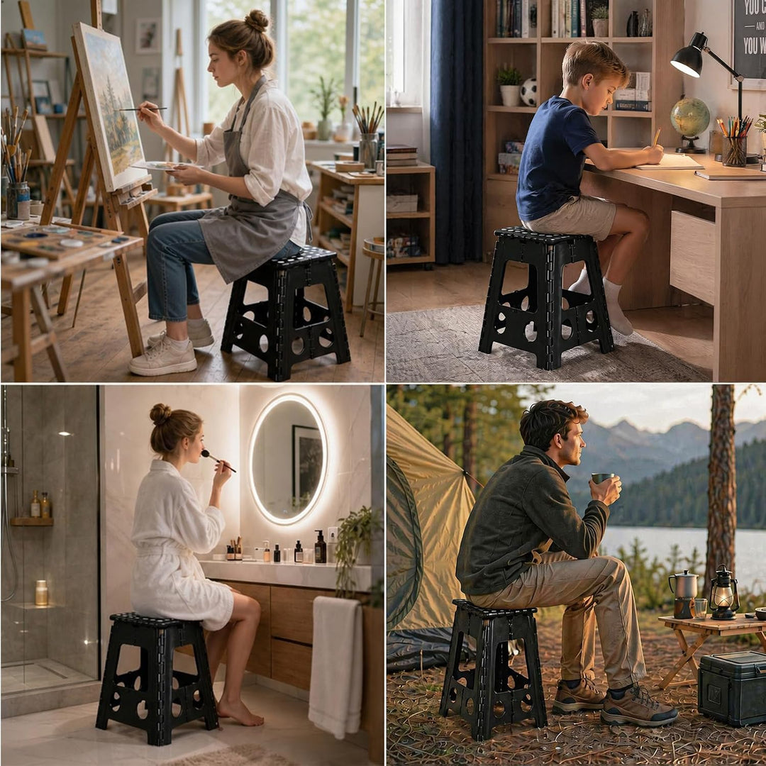 Klapphocker 45 cm,Hocker Klappbar Mit VerstäRktem Pp Kunststoff rutschfest,Schnelle Klappfunktion,Ei