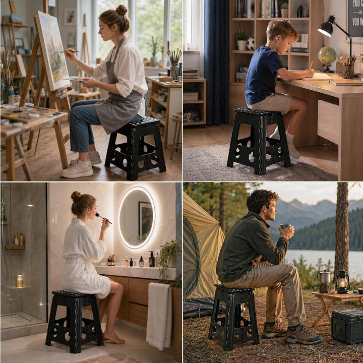 Klapphocker 45 cm,Hocker Klappbar Mit VerstäRktem Pp Kunststoff rutschfest,Schnelle Klappfunktion,Ei