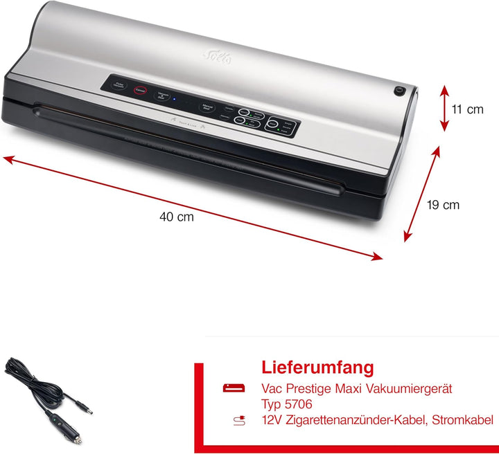 Solis Vac Prestige Maxi Vakuumierer mit wählbarer Schweissnaht und Puls-Funktion, 40 cm XXL-Vakuumie