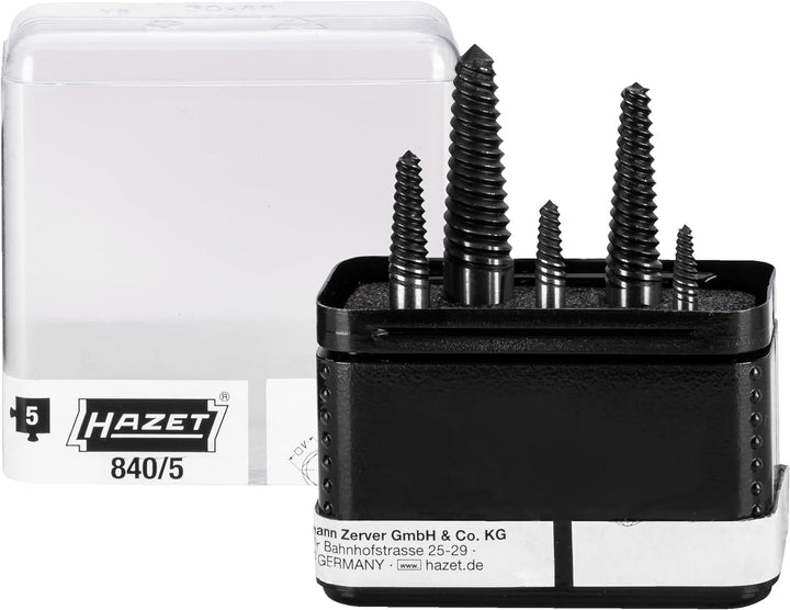 HAZET Schraubenausdreher-Satz 840/5 | 5-teilig in praktischem Kunststoff-Kasten | Made in Germany -