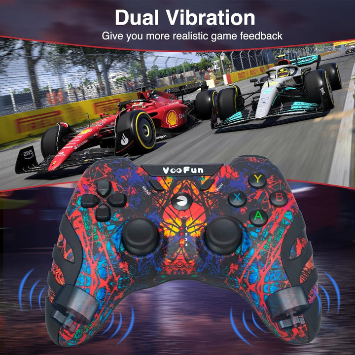 VooFun PC Controller Wireless, Gamepad PC PS3 Controller mit Dual-Vibration, 2.4g Wireless Gaming Co