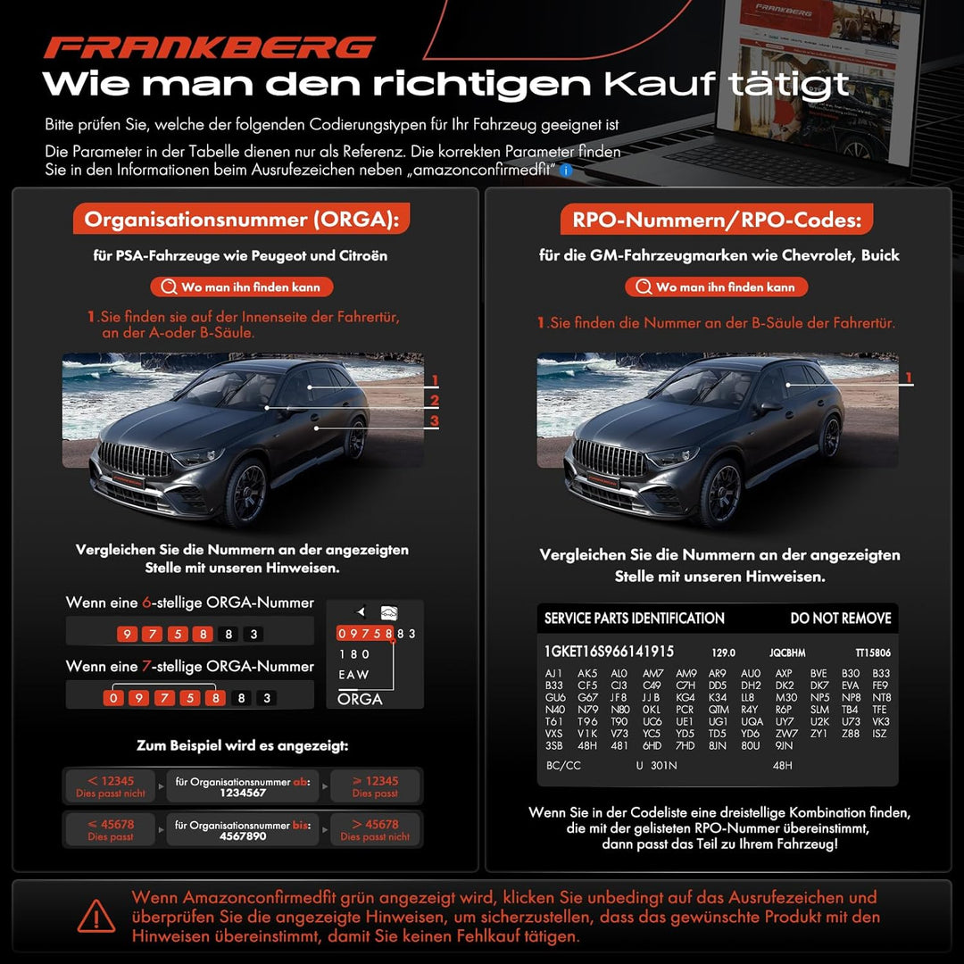 Frankberg Bremssattel Bremszange Hinten Links Kompatibel mit 207 1.6L 2006-2008 207 CC 1.6L 2007-200