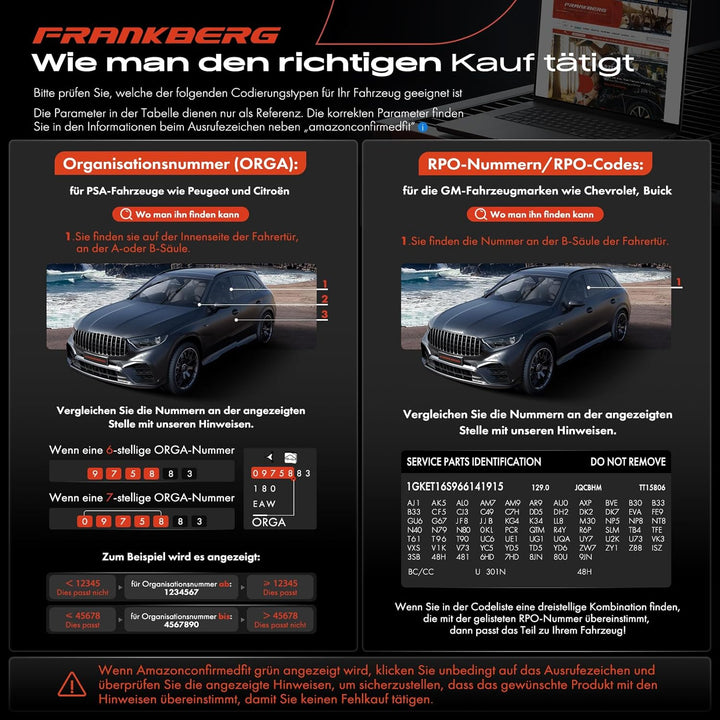 Frankberg Bremssattel Bremszange Hinten Links Kompatibel mit 207 1.6L 2006-2008 207 CC 1.6L 2007-200