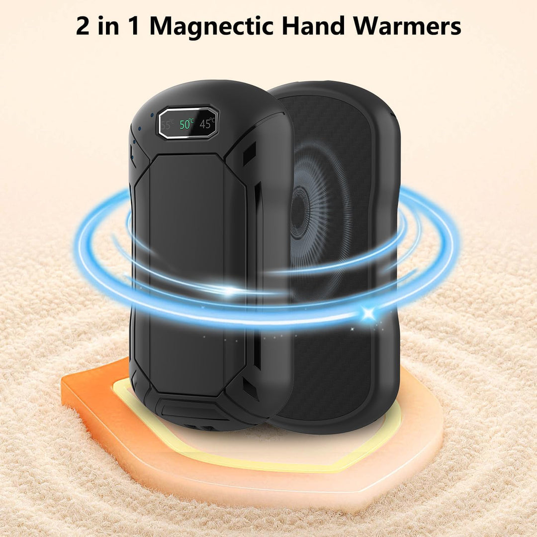 2 Pack Handwärmer Elektrisch, 6000 mAh Wiederaufladbar Magnetisch Taschenwärmer 3 Einstellungen, Tra
