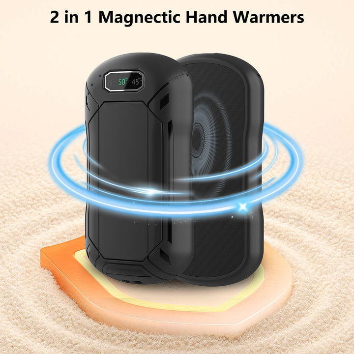 2 Pack Handwärmer Elektrisch, 6000 mAh Wiederaufladbar Magnetisch Taschenwärmer 3 Einstellungen, Tra