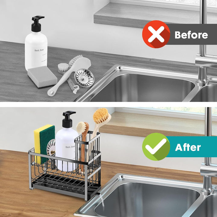 Sinnsally Spülbecken Organizer Küchen,Sink Caddy Kitchen Organizer Schwammhalter Spülorganizer Edels