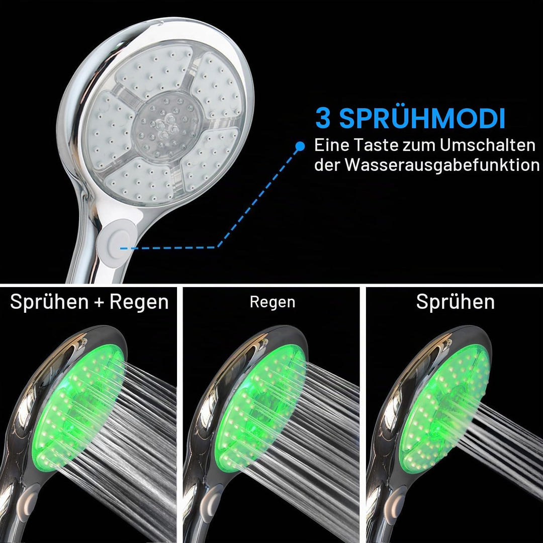 Duschkopf, beleuchtet, 7 Farben, LED-Duschkopf, 3 Modi, Handbrause, nur LED, 12,5 cm, beleuchtete Fa